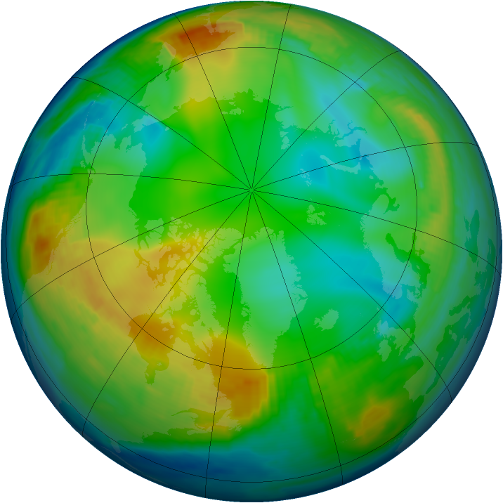 Arctic ozone map for 21 December 1996
